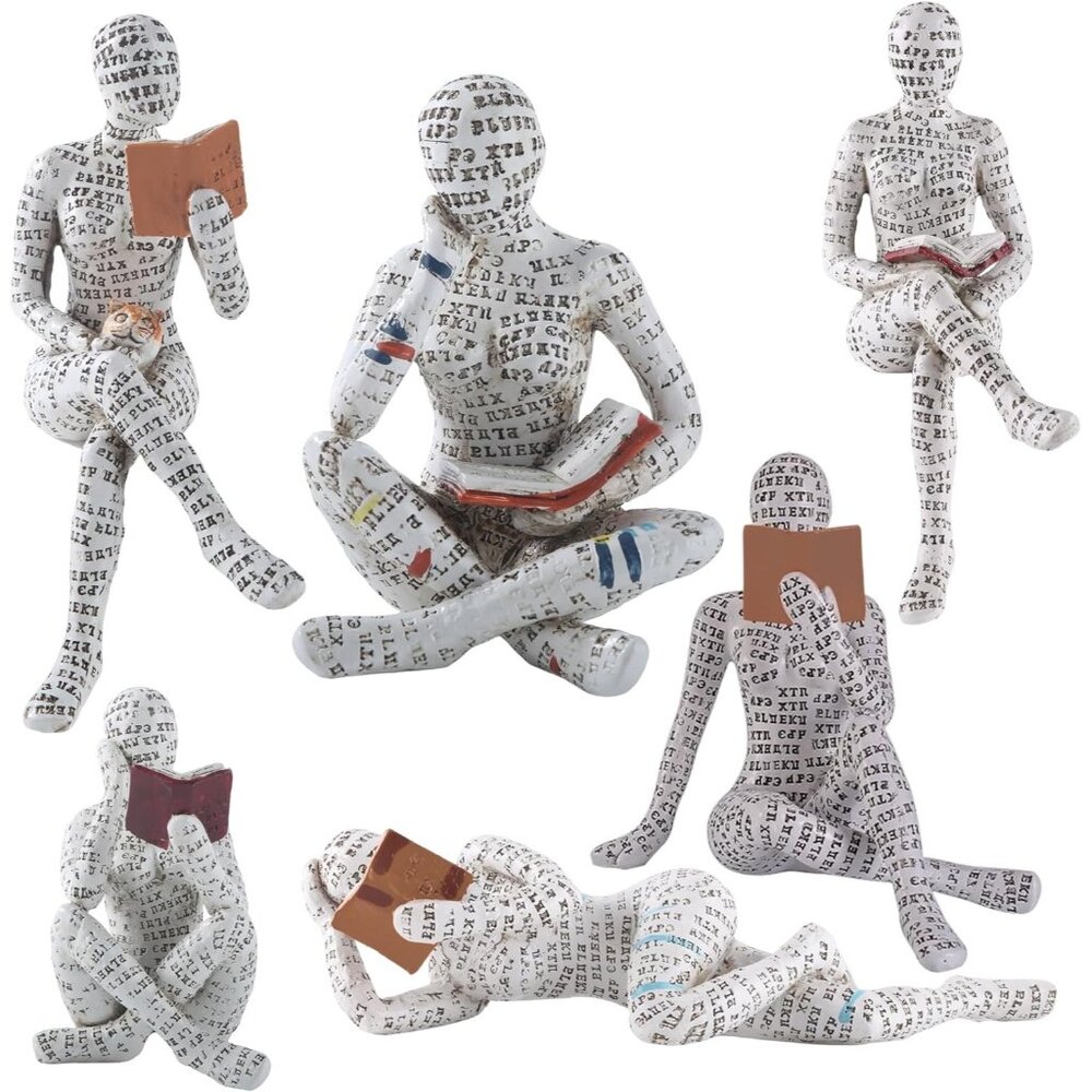 Home Décor Pulp Reading Women Thinker Statue Aesthetic Sculpture Décor 6 Pack